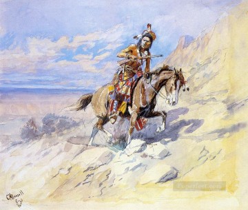 American Indians Painting - indian on horseback Charles Marion Russell American Indians